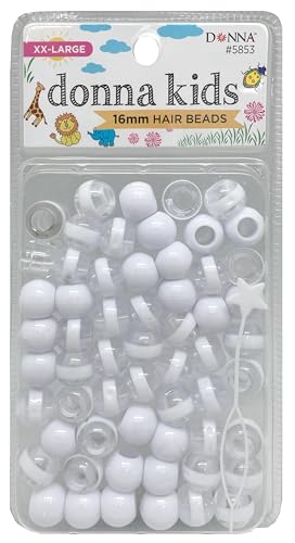 Donna 16mm Hair Beads Quick Beader Tool for Braiding Hair, Ideal for Kids DIY with Pony Beads, Perfect for Creating Unique Hair Braids, and Easy Styling (White CLEAER Mix) - color: WHITE CLEAER MIX