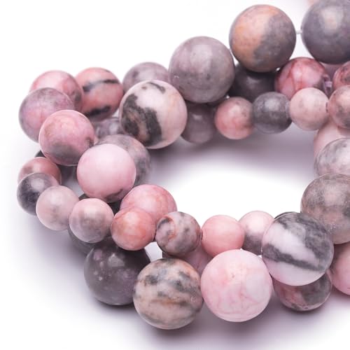 10mm Natural Stone Beads for Jewelry Making,Pink Zebra Polished Smooth Round Gemstone Beads for Bracelet Necklace 15 Inch - color: Pink Zebra, size: 10mm