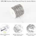 16 Ft Stainless Steel Paperclip Chain for Jewelry Making, 3.5mm Width Silver Paper Clip Link Chains Roll for DIY Necklace Bracelet Craft Jewelry Making Supplies with Lobster Clasps Soft Tape Measure - color: Paperclip 3.5mm Silver