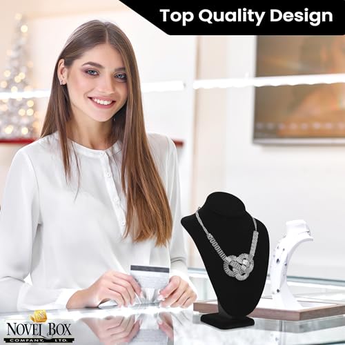 Novel Box Black Velvet Stand Jewelry Necklace Display 7.5x4x11 Inches - Freestanding Travel Necklace Holder Stand - Necklace Mannequin Organizer Stands - Necklace Displays Large - color: Black Velvet, size: Large