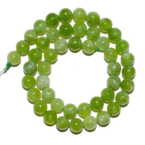 6mm Natural Green Peridot Gemstone Beads Polished Round Smooth Stone Beads for Bracelets Jewelry Making 15inch Loose Beads - color: Green Peridot, size: 6mm