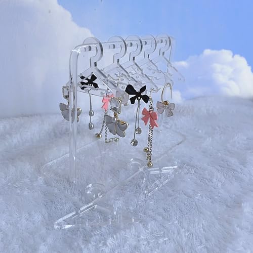 Earring Hanger Rack with 8 Mini Coat Hangers, Acrylic Earring Holder Display Stand, Ear Studs Hanging Earrings Organizer For Women Girls, Transparent - color: Transparent