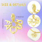 Charms for Jewelry Making Real 18K Gold Plated Dangle Charms Large Hole European Brass Pendant for Bracelet Necklace Women Gift - style: Letters