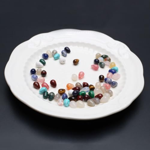 40 Pcs Healing Loose Beads Fat Water Drop Shape Polished Natural Necklace Stone Pendants Crystal Charms for Jewelry Making DIY Craft - color: fat water drop