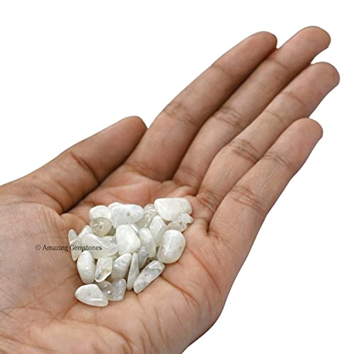 Rainbow Moonstone Pre Drilled Crystal Crushed Chips Beads for Bracelets Making, DIY Handmade Natural Healing Crystals (25 Inch Strand) - color: Rainbow Moonstone