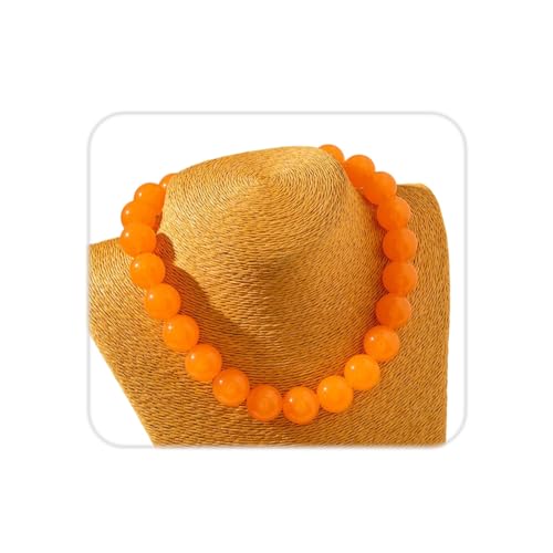Colorful Chunky Beaded Necklace for Women Acrylic Bead Choker Necklaces Fashion Large Round Beads Necklaces for Women Handmade Summer Jewelry - color: Orange Beaded Necklace