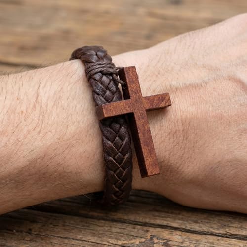 40 Pcs Religious Cross Beads for Bracelets, Cross Charms for Jewelry Making, Bracelets, Necklaces, DIY Crafts - color: 40pcs, 43x29mm, Brown
