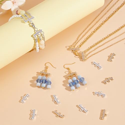 20 Pcs 2 Colors Brass Zirconia Multi Strand Clasps, 3-Layer Clasp Connectors Rec Chandelier Component Links Adjustable Layer Clasp for Jewelry Bracelet Necklace Making