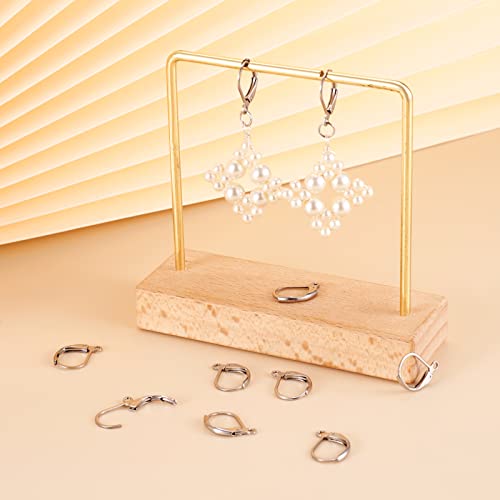 Pandahall 100pcs Stainless Steel Lever Back Hoop Earrings Surgical Earring Components for Jewelry Makings 13x10x1.5mm