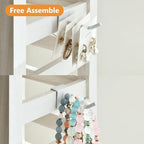 Ikee Design Free Assemble 2 Pcs Set Wooden Jewelry Display Rack with 20 Removable Metal Hooks/Each, Earring Card Display Holder Stand for Necklaces,Bracelet, Keychain Stand, Wash White - color: e) Wash White w/White Hook, 2 Pieces
