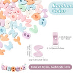 1 Box 104Pcs 26 Styles Cute Letter Beads Colors Alphabet Shaped Beads Bulk Acrylic Random Color A to Z Cartoon Letter Spacers for Jewelry Making Findings DIY Crafts Gifts Bracelet Earrings - style: Style 2