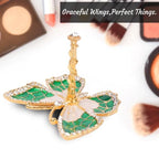 Matashi Butterfly Jewelry Holder for Women, Enamel - Gold Plated Jewelry Stand Organizer Ring Holder w/Crystals, Gift for Mom on Christmas, Mother’s Day, Birthday, Anniversary, Valentine’s Day, Green - color: Green