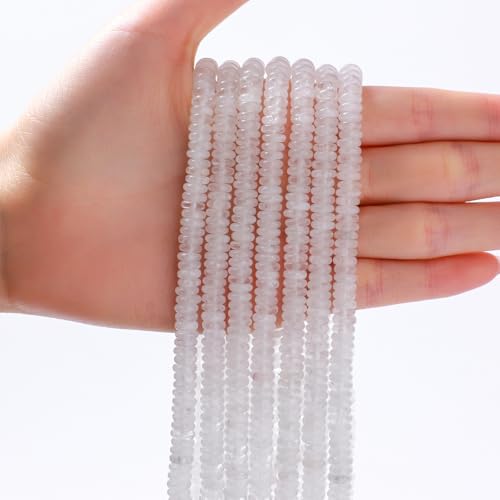 Natural White Crystal Disk Stone Spacer Beads 6x2mm 38cm/str Flat Rondelle Loose Semi Gemstone Caps for Making Bracelets Necklace - color: White Crystal