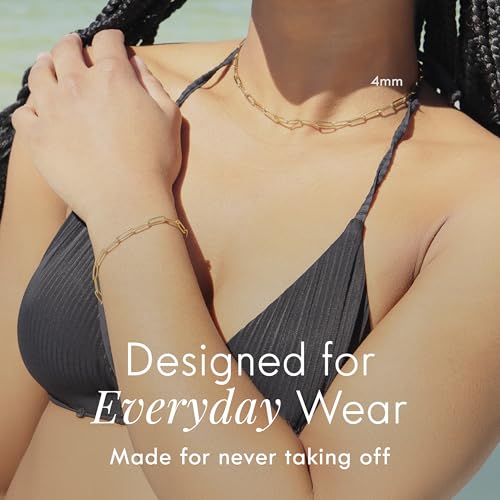 Destin Jewelry Paperclip Chain Necklace for Women, Waterproof 18K Gold Plated Stainless Steel, Hypoallergenic, Adjustable Layering Chain, Tarnish-Resistant, 2.5–6.5mm - color: 18K Yellow Gold Plated Stainless Steel, size: 14" + 2", style: 2.5 MM