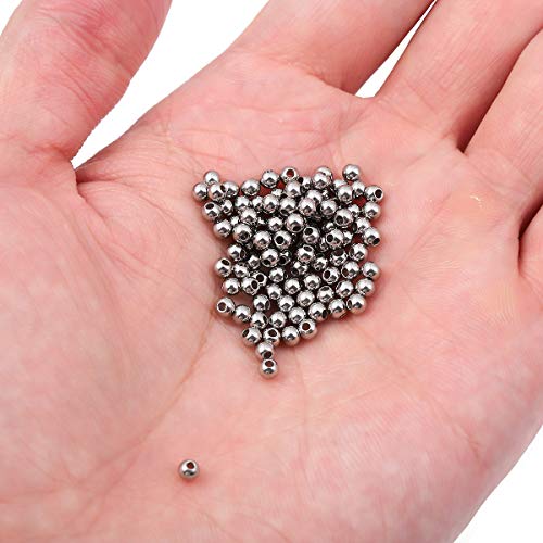 BEADIA Stainless Steel Spacer Beads 3x2.5mm Round Loose Charm Caps Beads for DIY Jewelry Making 100pcs with 1mm Hole - color: 3x2.5mm 1mm