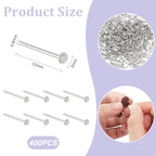 UNICRAFTALE 400Pcs Earring Posts Flat Pad Earring Studs 2mm Stainless Steel Stud Earrings Flat Pad Blank Tray Stud Earrings Findings for DIY Jewelry Making Supplies - size: 2mm Diameter