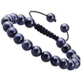 MASSIVE BEADS Natural Healing Power Gemstone Crystal Beads Unisex Adjustable Macrame Bracelets - color: Blue Sand, size: 8mm