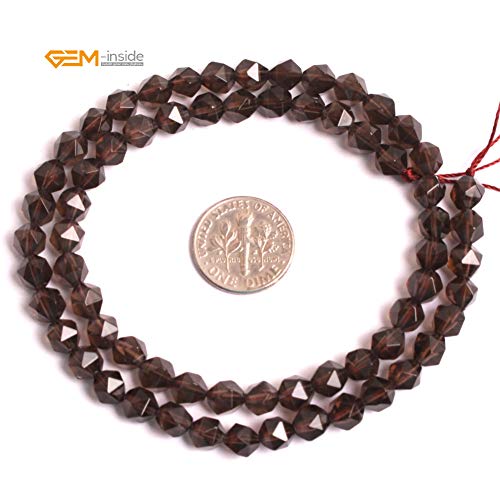 GEM-Inside Natural 6mm Smoky Quartz Gemstone Loose Beads Faceted Cambay Crystal Energy Stone Power for Jewelry Making 15" - color: Smoky Quartz, size: 6mm