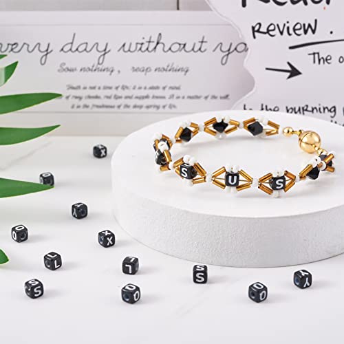 FASHEWELRY 500Pcs Cube Acrylic Letter Beads 5x5x5mm Black Square Letter S Alphabet Beads for DIY Bracelet Necklace Jewelry Making - color: Letter S