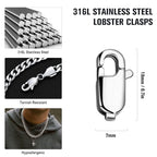 15PCS 18MM Lobster Clasps 316 Stainless Steel Lobster Claw Clasps Bulk for Necklace Bracelet Jewelry Making DIY Craft - color: Stainless Steel, size: 18MM