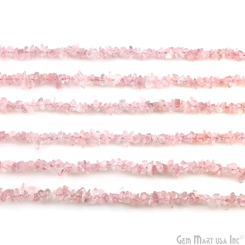 GM GemMartUSA Rose Quartz Natural Raw Chip Beads Strands | Semi-Precious | AAA+ Quality 1 Strand 34” | DIY Bracelet Jewelry Making, Healing Crystal Craft| 4-6mm - Pink-Color Gemstones (CHRQ-70001) - color: Rose Quartz (CHRQ-70001)