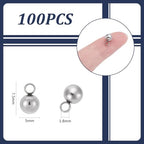 PH PandaHall 100pcs 1.5mm Stainless Steel Round Pendants Charms Pendants DIY for Women Jewelry Making and Crafting