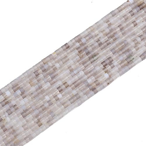 BEADIA Natural Gray Agate Short Cylinder Beads 2x3mm 155pcs Tube Loose Semi Gemstone Beads for Jewelry Making Design - color: Gray Agate