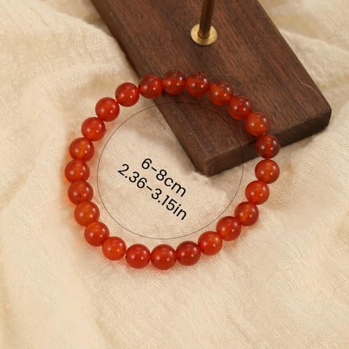 Crystal Vibe 8mm Beaded Bracelets For Women Men - Healing Crystal Bracelet - Adjustable Size - color: carnelian