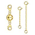 Magnetic Necklace Clasps and Closures 14K Gold Plated 925 Sterling Silver Necklace Extender Magnetic Jewelry Clasps for Bracelet Extenders - color: B-14K Gold