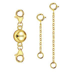 Magnetic Necklace Clasps and Closures 14K Gold Plated 925 Sterling Silver Necklace Extender Magnetic Jewelry Clasps for Bracelet Extenders - color: B-14K Gold