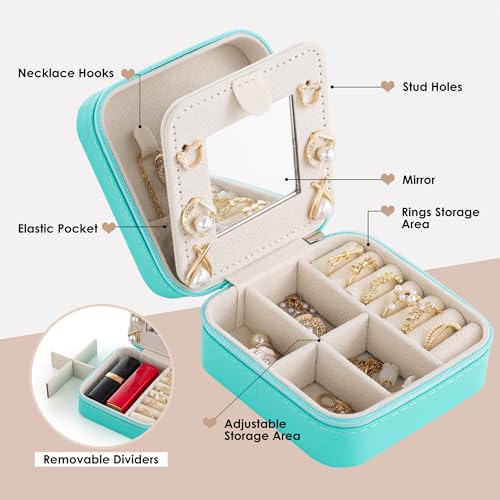 Initial Jewelry Box, Travel Jewelry Case, Blue, Modern, Mother's Day Gift for Women - color: Blue, size: F