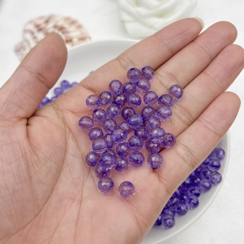 1000PCS 6MM Round Crystal Acrylic Beads Crystal Faceted Beads Spacer Beads for DIY Crafts Jewelry Making, Bracelets Necklaces Wind Chimes Suncatchers Loose Gemstones(61-Purple) - color: 61-Purple, size: 6MM