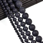 Natural Matte Gemstone Round Spacer Beads (4mm, Black Onyx) - color: Black Onyx, size: 4mm