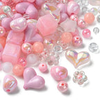 Ipotkitt 160 Pcs Pink Themed Transparent Opaque Acrylic Beads Mixed Shapes Heart Round Flower Star Beads Plastic Spacer Loose Beads for Jewelry Making - color: 160pcs-Pink Themed Beads-6~17mm