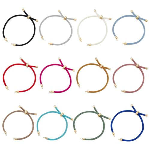UNICRAFTALE 12 Colors 12Pcs Adjustable Nylon & Brass Bracelet Chains for DIY Jewelry Making, 22-23cm Length, 4mm Width - color: 12 Colors, size: 22-23cm
