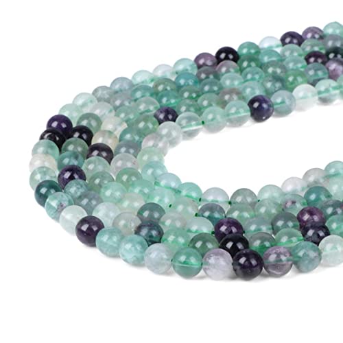 Natural Stone 6mm Fluorite Smooth Round Loose Beads Energy Gemstone DIY for Jewelry Making Bracelet Necklace 1 Strand 15" - color: Fluorite, size: 6mm