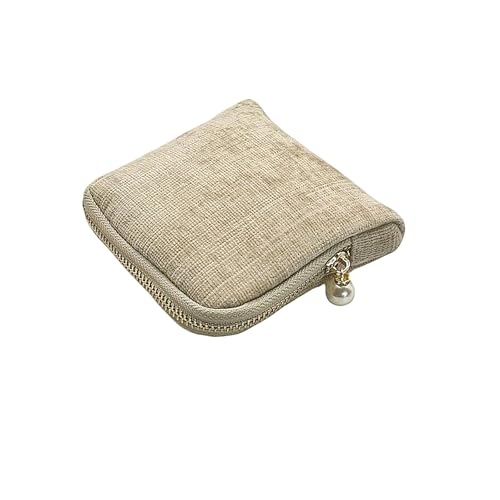 Small Travel Jewelry Case - Jewelry Travel Organizer Bag with Tassel Zipper for Bracelets, Necklaces, Bangles, Jewelry Organizer Storage Bag Gift for Women Girls - LJB002-Beige - color: Beige-Pearl