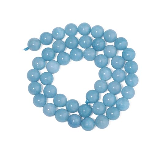 35pcs 10mm Natural Stone Beads Blue Chalcedony Beads Crystal Gemstone for Jewelry Making, DIY Bracelet Necklace - color: Blue Chalcedony, size: 10mm