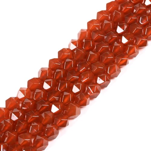 Red Agate 6mm Gemstone Triangle Faceted Round Loose Beads Strand 15.5" DIY Jewelry Making - color: Red Agate