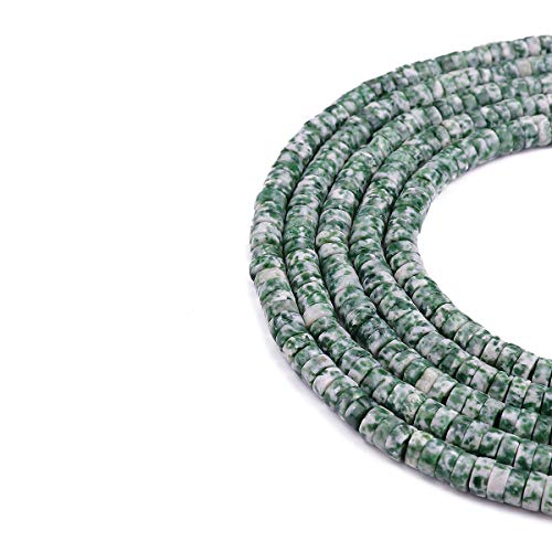 BEADIA Natural African Jade Spacer Beads Caps Loose Semi Gemstone for Beading Jewelry Making 6mmx3mm 38cm - color: African Jade, size: Round 6mm x 3mm