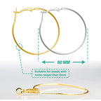 60Pcs Hoop Earring Findings Stainless Steel Earrings Beading Round Earrings Open Beading Hoop for Jewelry Making DIY Crafts Art Creation (60mm) - color: 60mm