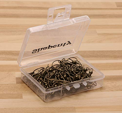 Shapenty Surgical Brass Ball Coil Fish Earring Hooks Clasp Hypo-allergenic Ear Wire Bead Connector Hooks with Large Loop for DIY Jewelry Finding Making, 100PCS/50Pairs (Bronze) - color: Bronze