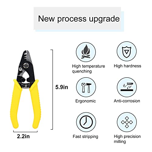 6" Fiber Optic Stripper 3 Hole,Precision Wire Cutter/Wire Stripper for Installers and Electricians,Safe¬ Hurt nm Cable Wire Fiber Strippers with Small Adjustment Wrench