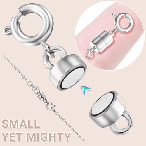 OHINGLT Strong Magnetic Necklace Clasps and Closures, Silver Plated Jewelry Clasps Converters for Bracelet Necklaces Chain - color: 8Pcs Silver
