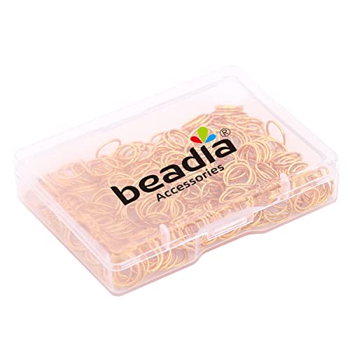 BEADIA 18K Gold Plated Jump Rings Non Tarnish 8mm 300pcs for Jewelry Making Findings - color: Gold, size: 0.7x8mm