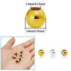 150Pcs Metal Spacer Beads for Jewelry Making 10mm Metallic Plated Round Beads Small Spacer Round Ball Beads Seamless Smooth Loose Beads for Earring Necklace Bracelet DIY Crafts(Gold Silver K Gold) - color: 10mm, Gold Silver K Gold