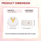HARFINGTON 200 Pcs 4x7mm Acrylic Letter Beads, Round White Alphabet Beads Letter V, Alphabet Spacer Beads for Jewelry Making Bracelets Necklaces - style: Letter V