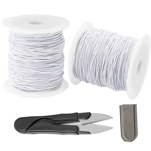 0.8mm White Elastic Cord for Bracelets, QBJAYTY Strong Stretchy Bracelet String for Clay Letter Beads, Pony Beads, Stretch Elastic String for Bracelet Making, White 2 Rolls - size: 0.8mm, style: white*2