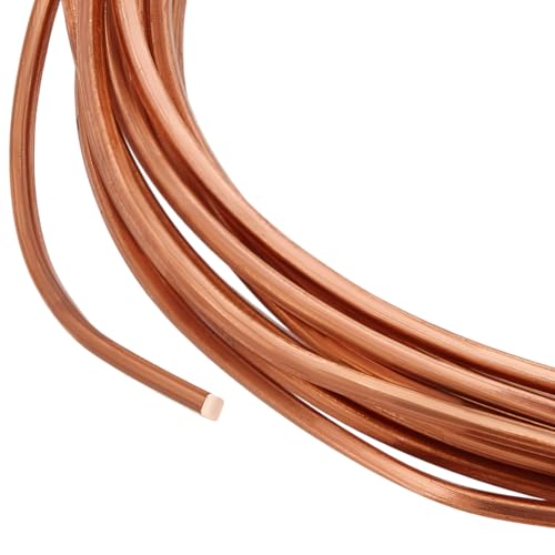 BENECREAT 9.8Ft Square Copper Wire, 14 Gauge Pure Copper Wire, Craft Wire for Jewelry Making, Gem Metal Wrap, Garden, Sculpting, Armature, Half Hard - size: 14 Gauge