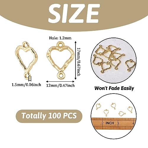 FASHEWELRY Golden Bow Connector Charms Bulk, Christmas Bowknot Link Charms, Infinity Links Geometric Hollow Bezel Pendants for Earring Bracelet Necklace Keychains Jewelry Making - color: Light Gold-Heart
